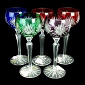 FIVE AJKA BOHEMIAN HOCK GLASSE