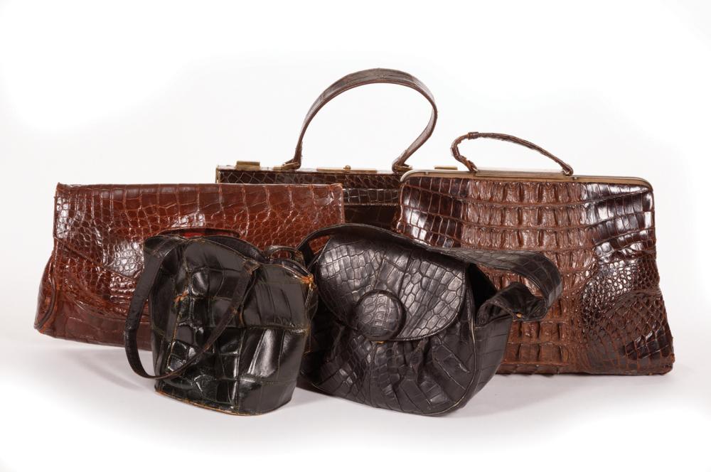 FIVE ALLIGATOR SKIN HANDBAGSFive
