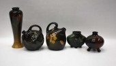 FIVE AMERICAN ART POTTERY VESS