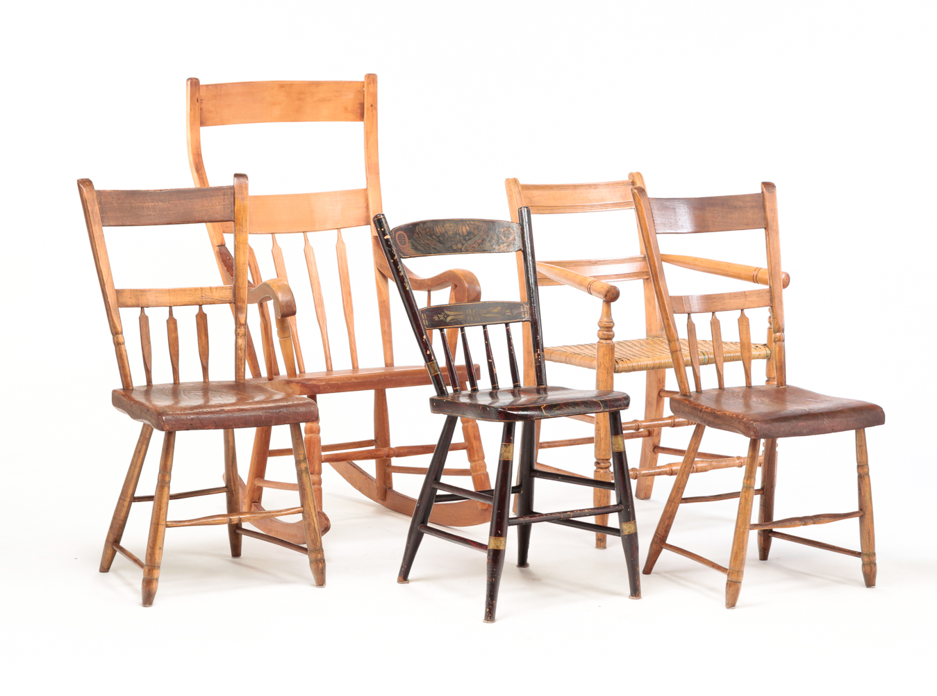 FIVE AMERICAN CHAIRS. Mid 19th