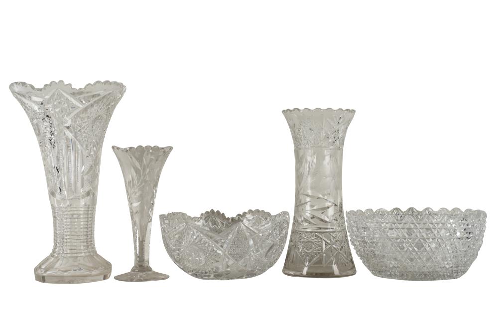 FIVE AMERICAN CUT GLASS TABLE