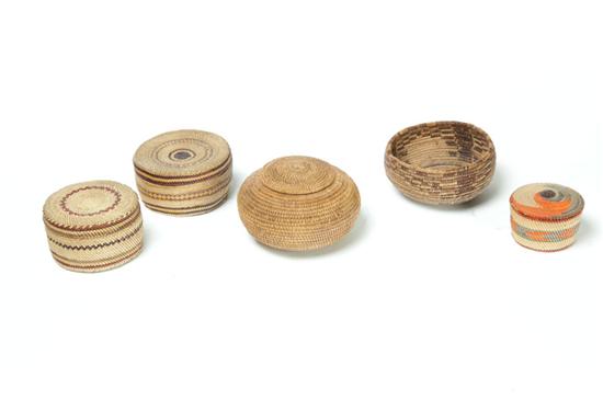 FIVE AMERICAN INDIAN BASKETS. 