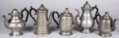 FIVE AMERICAN PEWTER COFFEE PO