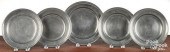FIVE AMERICAN PEWTER PLATES, 1