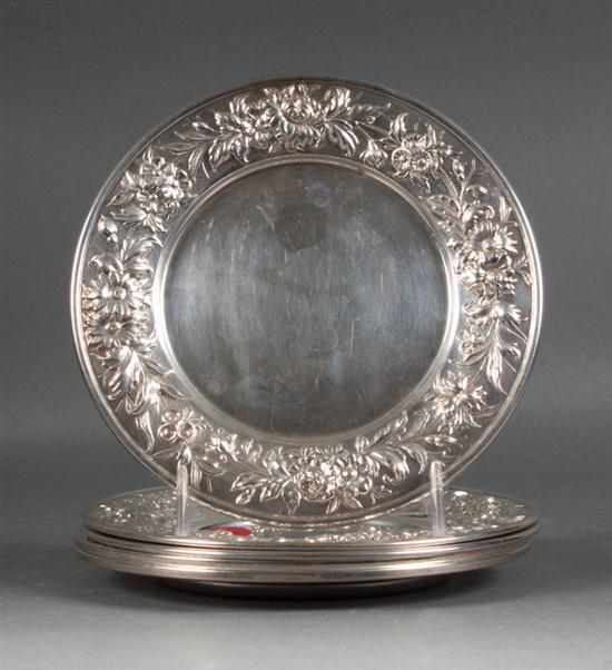 Five American repousse sterling