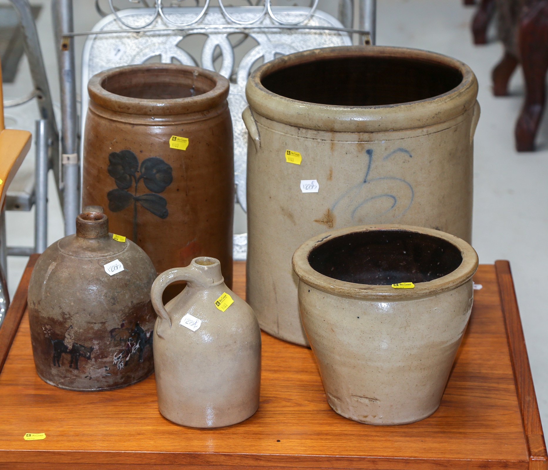 FIVE AMERICAN SALT GLAZED STONEWARE