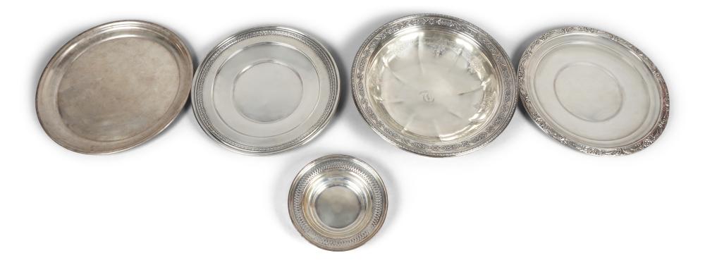 FIVE AMERICAN SILVER PLATES AND