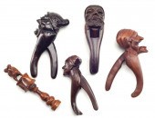 Five Antique Carved Wood Nutcr