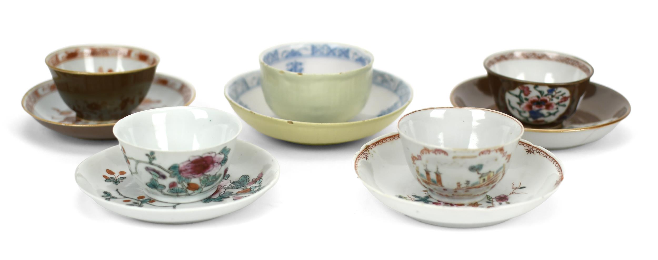 FIVE ANTIQUE CHINESE CUPS AND