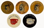 FIVE ANTIQUE DEALER CHIPS.Five
