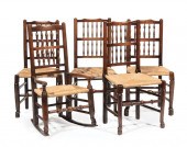 FIVE ANTIQUE ELM YORKSHIRE DIN