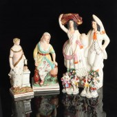 FIVE ANTIQUE ENGLISH STAFFORDS