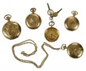 FIVE ANTIQUE LADIES POCKET WAT