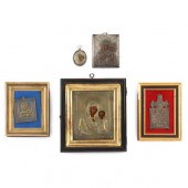 FIVE ANTIQUE RUSSIAN ICONS The