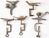 FIVE ANTIQUE SEWING BIRD CLAMP