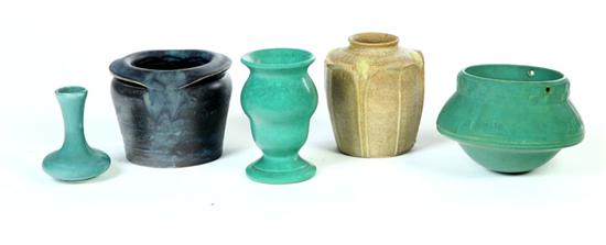 FIVE ART POTTERY VASES. 