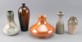FIVE ART POTTERY VASES EARLY 2