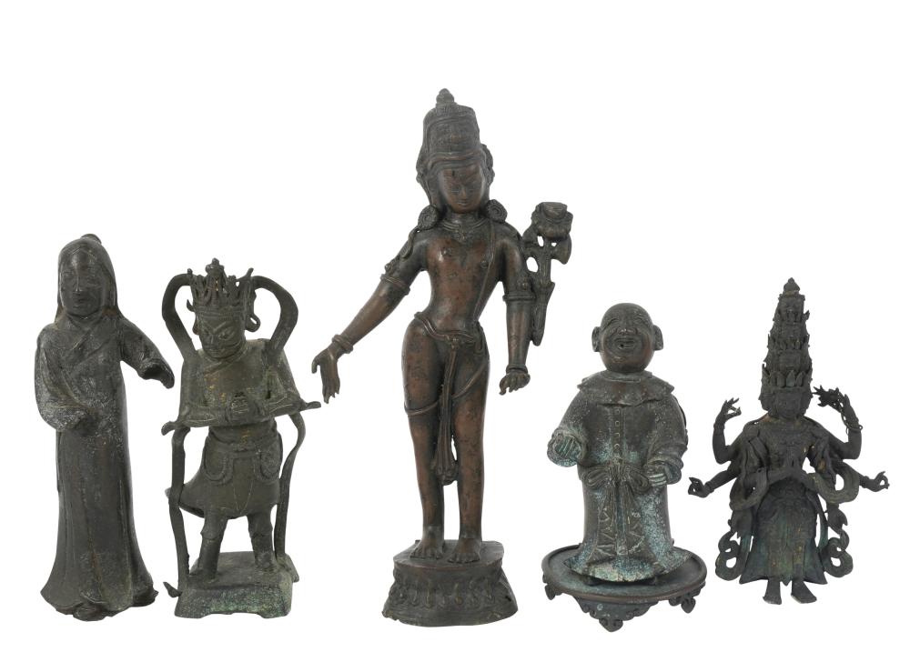 FIVE ASIAN BRONZE FIGURESFive Asian