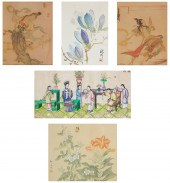 FIVE ASIAN FRAMED WORKSFive As