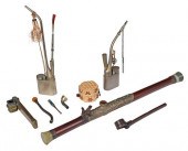 FIVE ASIAN OPIUM PIPES WITH AC
