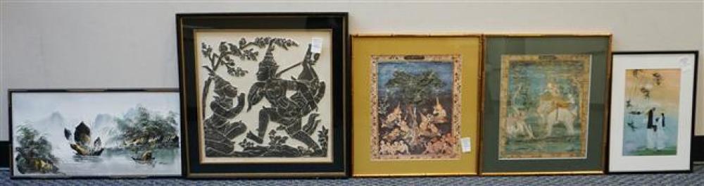 FIVE ASIAN TEMPLE RUBBINGS,