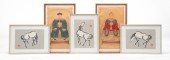 FIVE ASIAN THEMED ARTWORKS. Mi