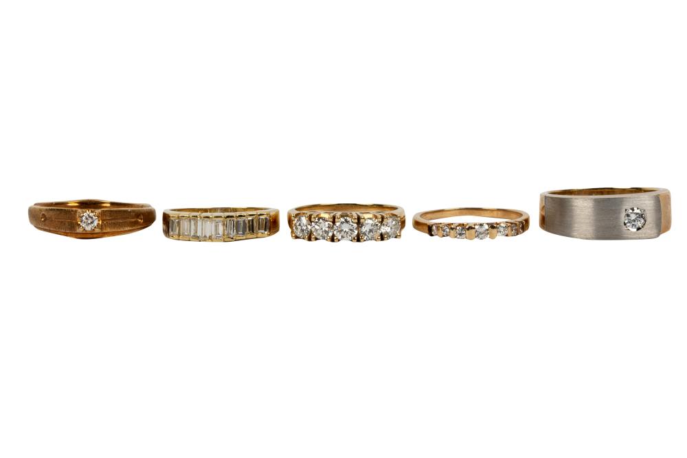 FIVE ASSORTED 14 KARAT YELLOW
