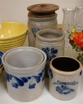 FIVE ASSORTED BLUE DECORATED S
