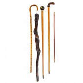FIVE ASSORTED CANES & WALKING