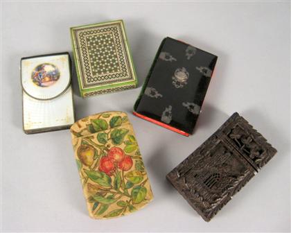 Five assorted card cases    late