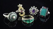 Five assorted dress rings incl