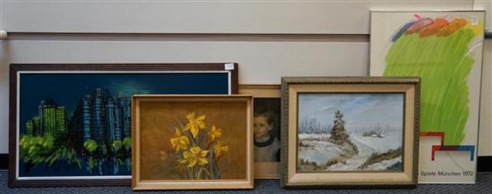 FIVE ASSORTED FRAMED WORKS OF