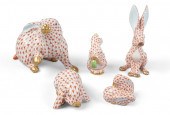 FIVE ASSORTED HEREND PORCELAIN