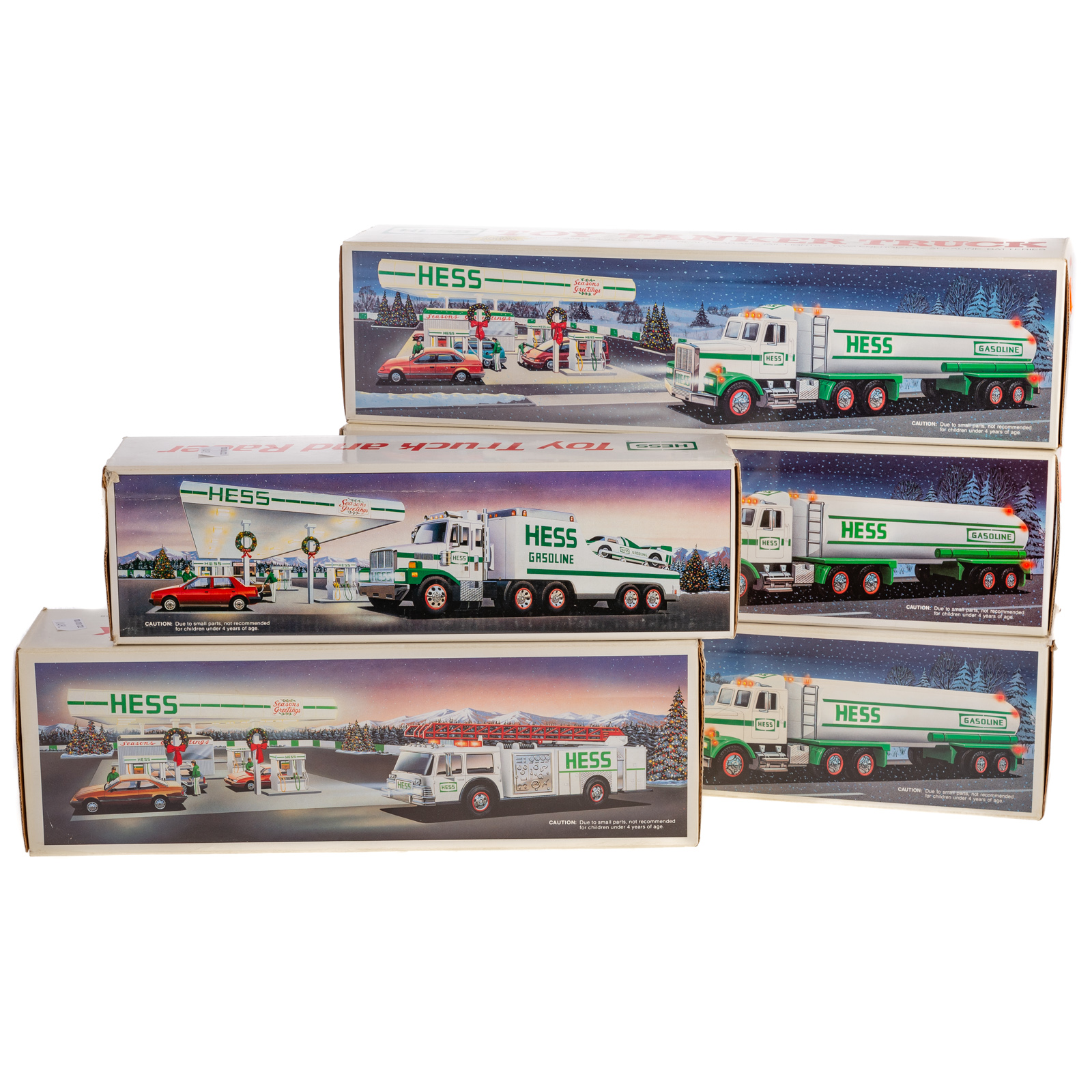 FIVE ASSORTED HESS TRUCKS