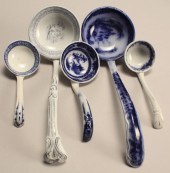 FIVE ASSORTED IRONSTONE LADLES