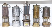 FIVE ASSORTED MINERS' LAMPS La