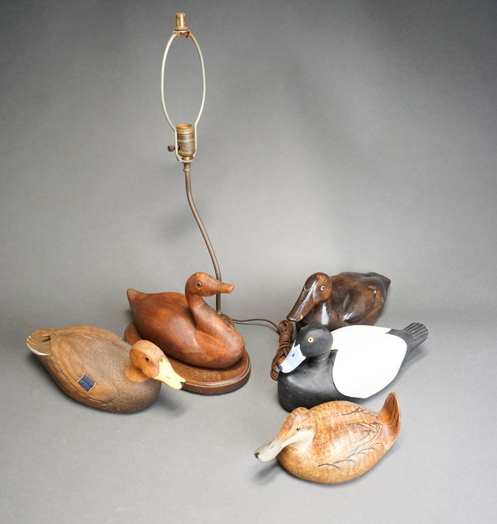 FIVE ASSORTED PAINTED CARVED WOOD