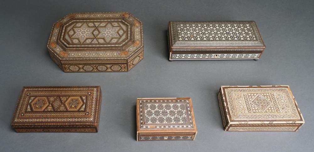 FIVE ASSORTED PERSIAN WOOD
