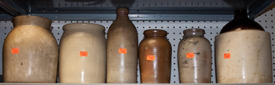 Five assorted salt glazed stoneware