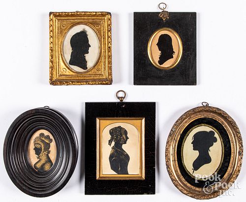 FIVE ASSORTED SILHOUETTES, 19TH