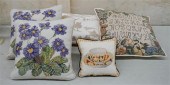 FIVE ASSORTED THROW PILLOWSFiv