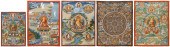 FIVE ASSORTED TIBETAN THANGKAS