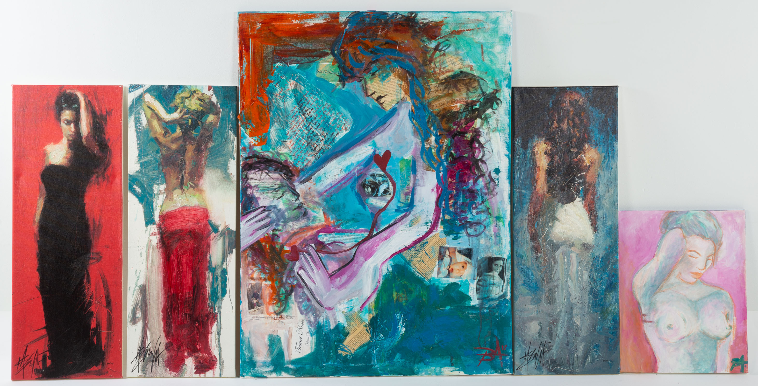 FIVE ASSORTED UNFRAMED OILS Oils on