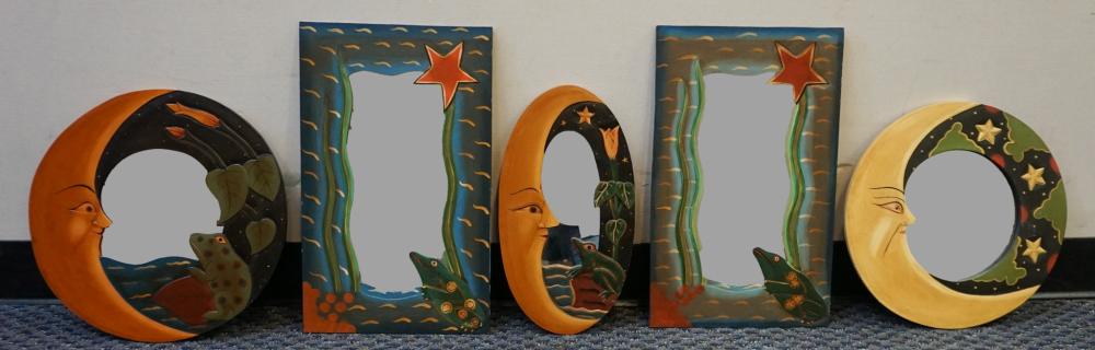 FIVE ASSORTED WHIMSICAL MIRRORSFive