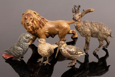 Five Austrian cold-painted bronze