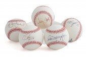 FIVE AUTOGRAPHED BASEBALLS Gro