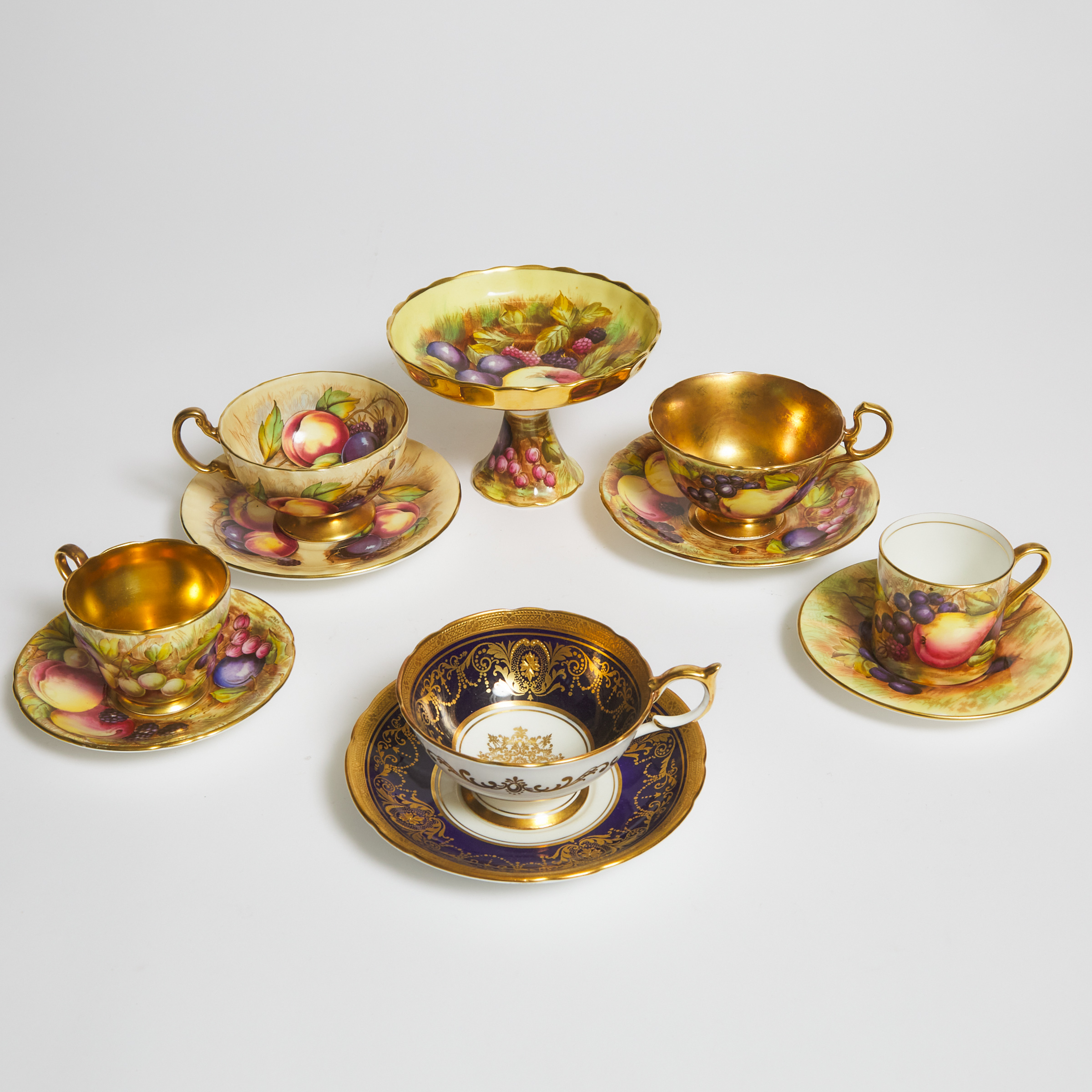 Five Aynsley Cups and Saucers and a