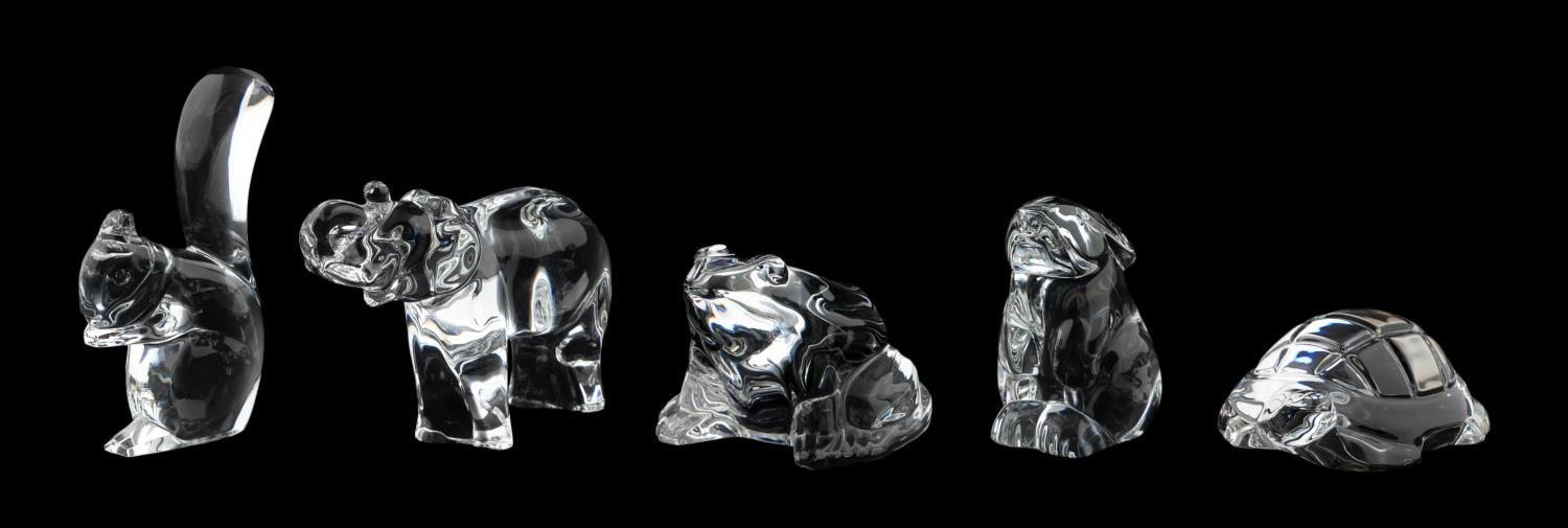 FIVE BACCARAT CRYSTAL ANIMAL