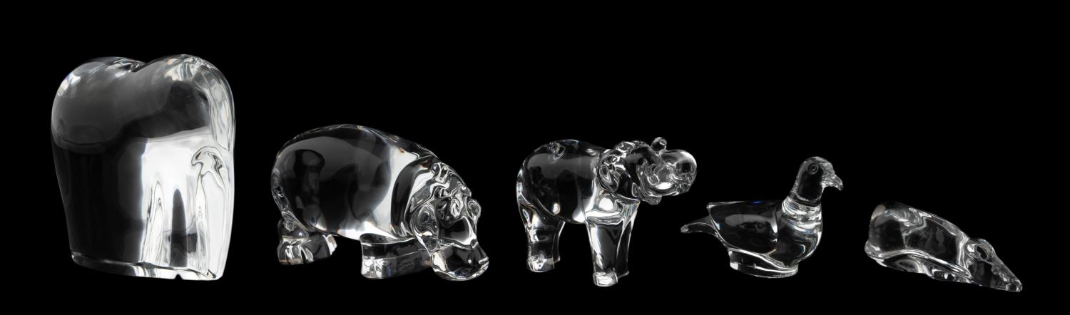 FIVE BACCARAT CRYSTAL ANIMAL