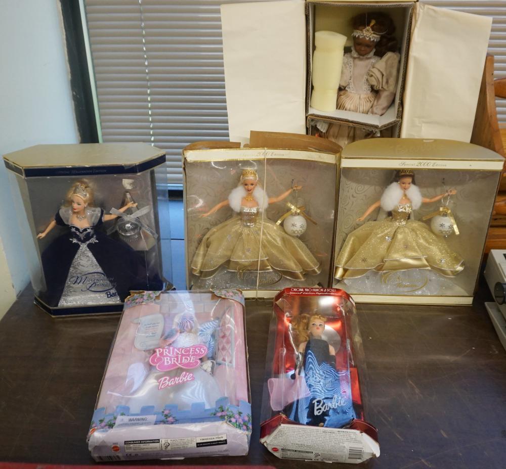 FIVE BARBIE DOLLS AND A ELITE